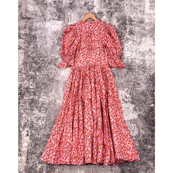 New The Story Of Dress AU 8 / US 4 Womens Pink Floral Tiered Midi / Maxi Kaftan - Picture 3 of 9